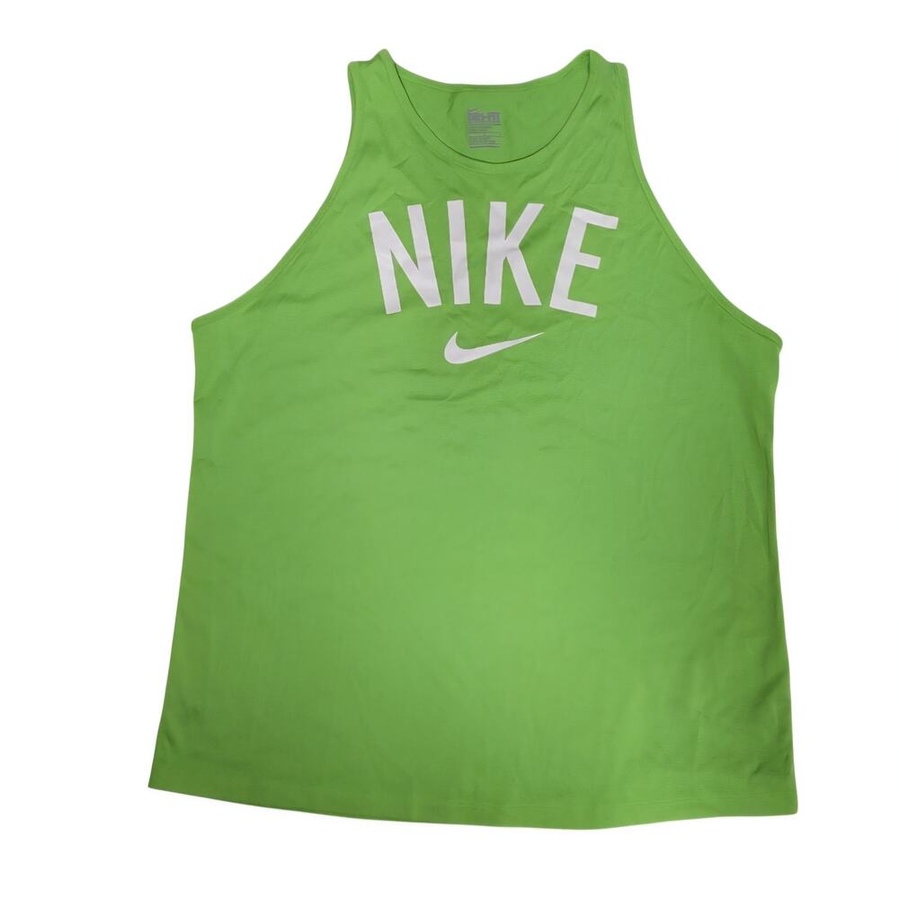 NIKE Green Dri-Fit Sleeveless Training Workout Logo Muscle Tank Top Women's L
